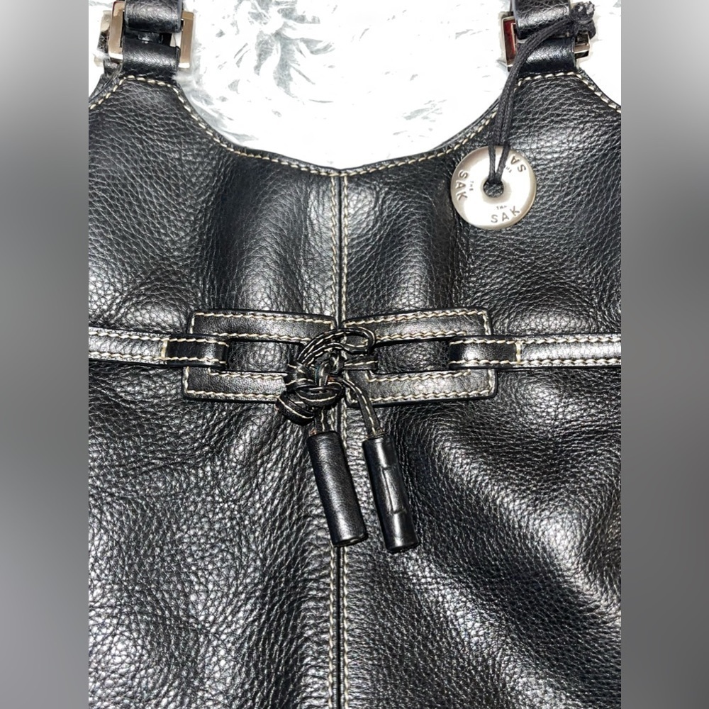 The Sak Pebble Leather Top Handle Contrast Stitch Pink Gingham Lining Handbag - Picture 5 of 8